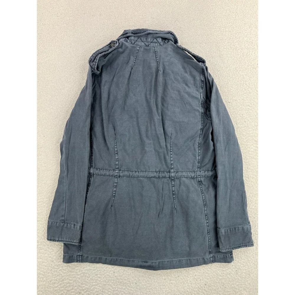 Free People Jacket Womens Small Blue Cotton Twill Military Full Zip Pockets